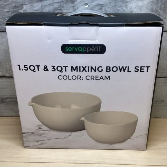 Servappetit Cream Mixing Bowls Set of 2: 1.5Qt & 3Qt NIB - Picture 5 of 7